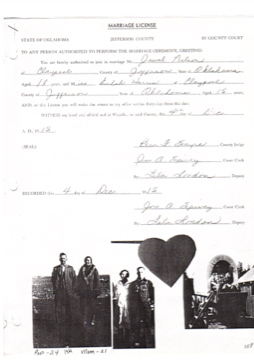 Marriage license of EULA MAE HARRIS AND JEWEL TRAVIS NELSON