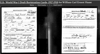 William Ernest Carl "Billy" Haase--U.S., World War I Draft Registration Cards, 1917-1918(12 sep 1918)