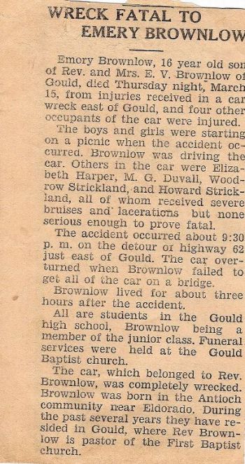 1934 Obituary Emery Brownlow Accident Victim