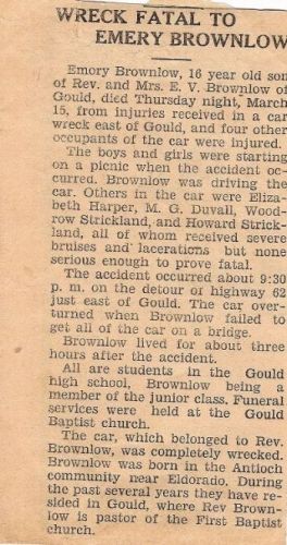 1934 Obituary Emery Brownlow Accident Victim