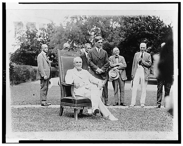 President Harding was today presented with a chair made...