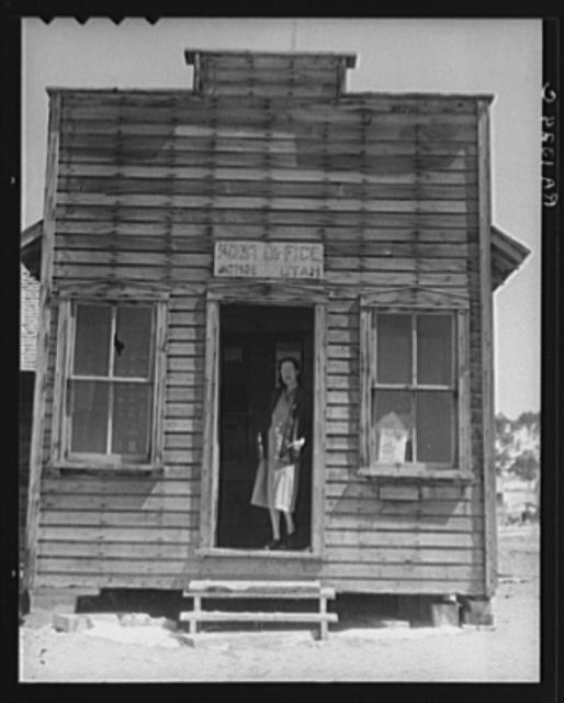 Post office and postmistress, view number two. Widtsoe, Utah