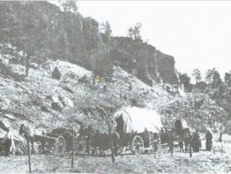 Settlers Wagons at Base of Beulah Hill