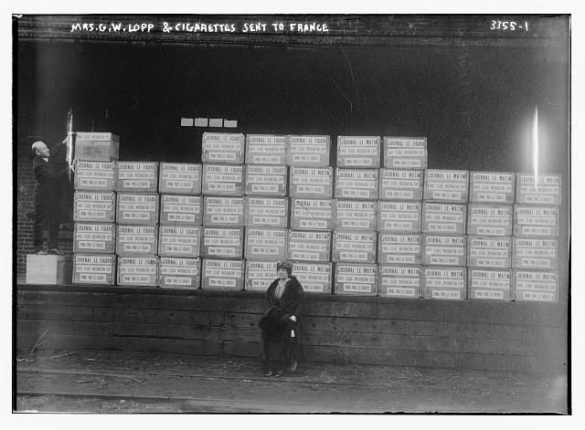 Mrs. G.W. Lopp and cigarettes sent to France