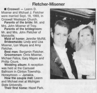 Fletcher - Misener Wedding Announcement