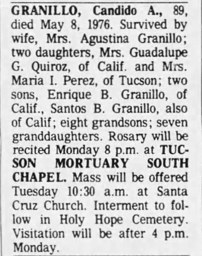 Candido Granillo Obituary 