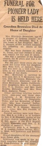1939 Obituary for Elizabeth E. Skipper Brownlow