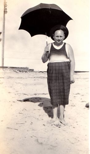 Uncle Fester with an Umbrella at the Beach