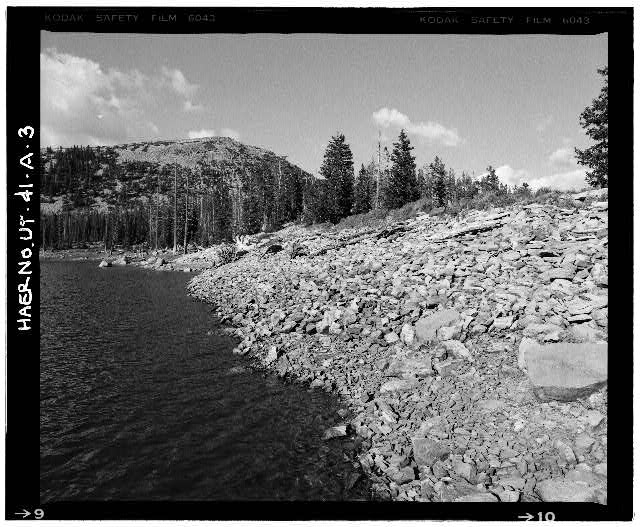 3. VIEW SHOWING UPSTREAM FACE OF DAM, LOOKING NORTHEAST -...