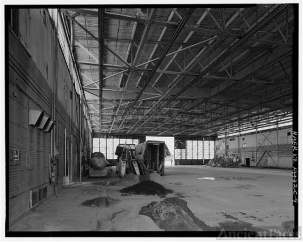 9. Interior view of open hangar area looking north.