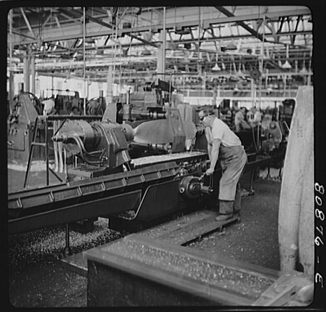Profiler shaping propeller blade. Hamilton propeller...