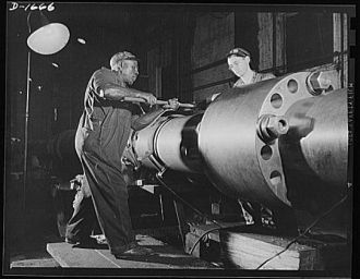 Shipbuilding (Newport News). Skilled work requires brawn...