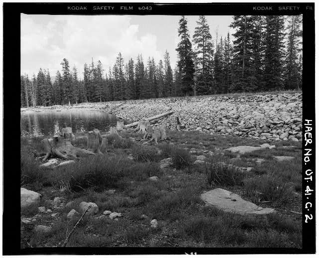 2. VIEW OF UPSTREAM FACE AND SHORELINE, LOOKING SOUTHWEST...