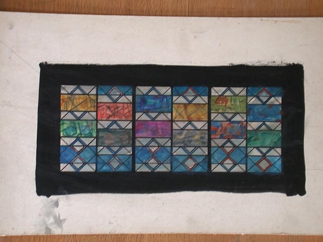 [Design drawing for stained glass window with rectilinear...
