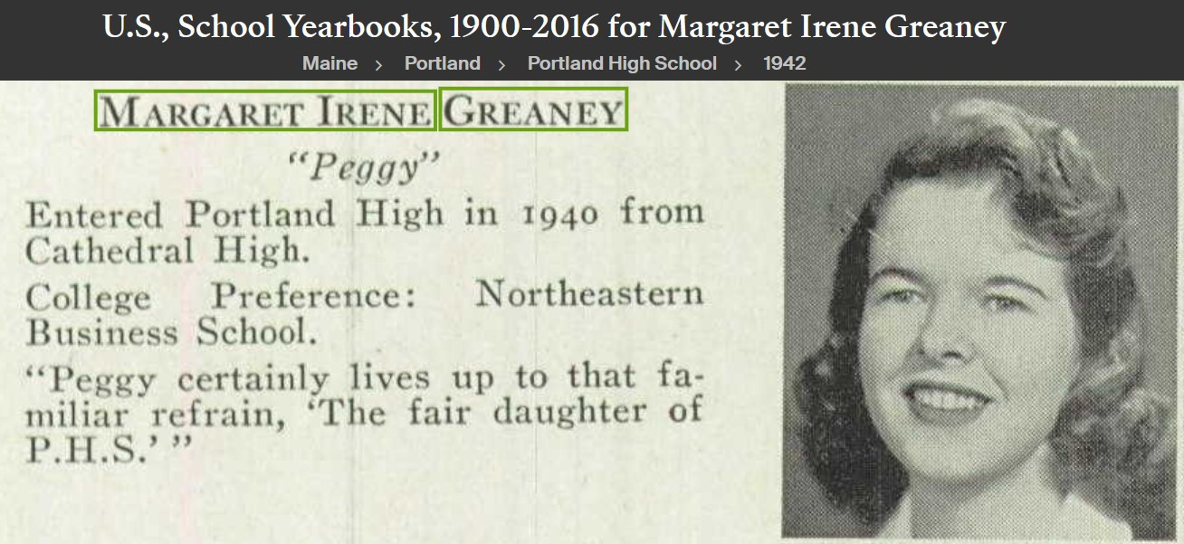 Margaret Irene (Greaney) McDonald --U.S., School Yearbooks, 1900-2016(1942)