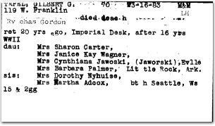 Gilbert Tafel's Obit Card