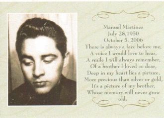 Manuel Martinez Funeral Card