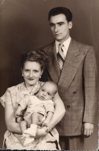 Bernard Marjore and baby James Vincent Cardali