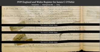 James Christopher "Jim" O'Hehir--1939 England and Wales Register