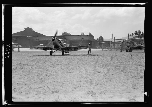 R.A.F. activities. Plane taxiing out [Ramleh Aerodrome]