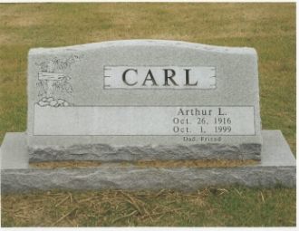 The Tombstone of Arthur L. Carl, 1916-1999, in Pennsboro, Dade Co, Missouri