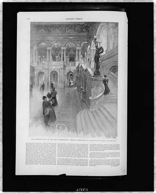 The entrance hall of the new Congressional Library,...