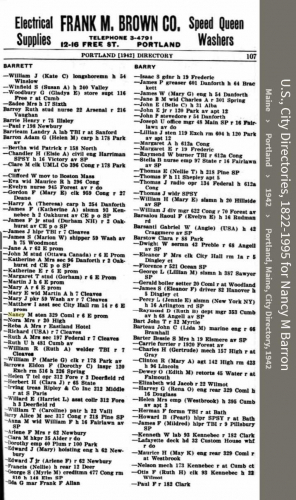 Nancy Maynes Barron--U.S., City Directories, 1822-1995(1942)