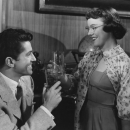 Farley Granger and Pat Hitchcock in STRANGERS ON A TRAIN.