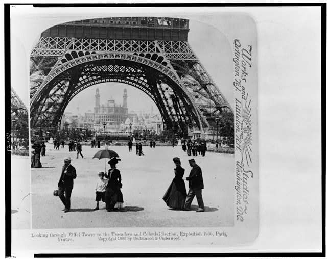 Looking through Eiffel Tower to the Trocadero and...