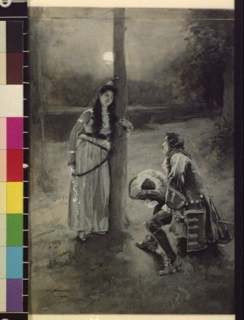 [Moonlight interview : her white arm round a moonlit...