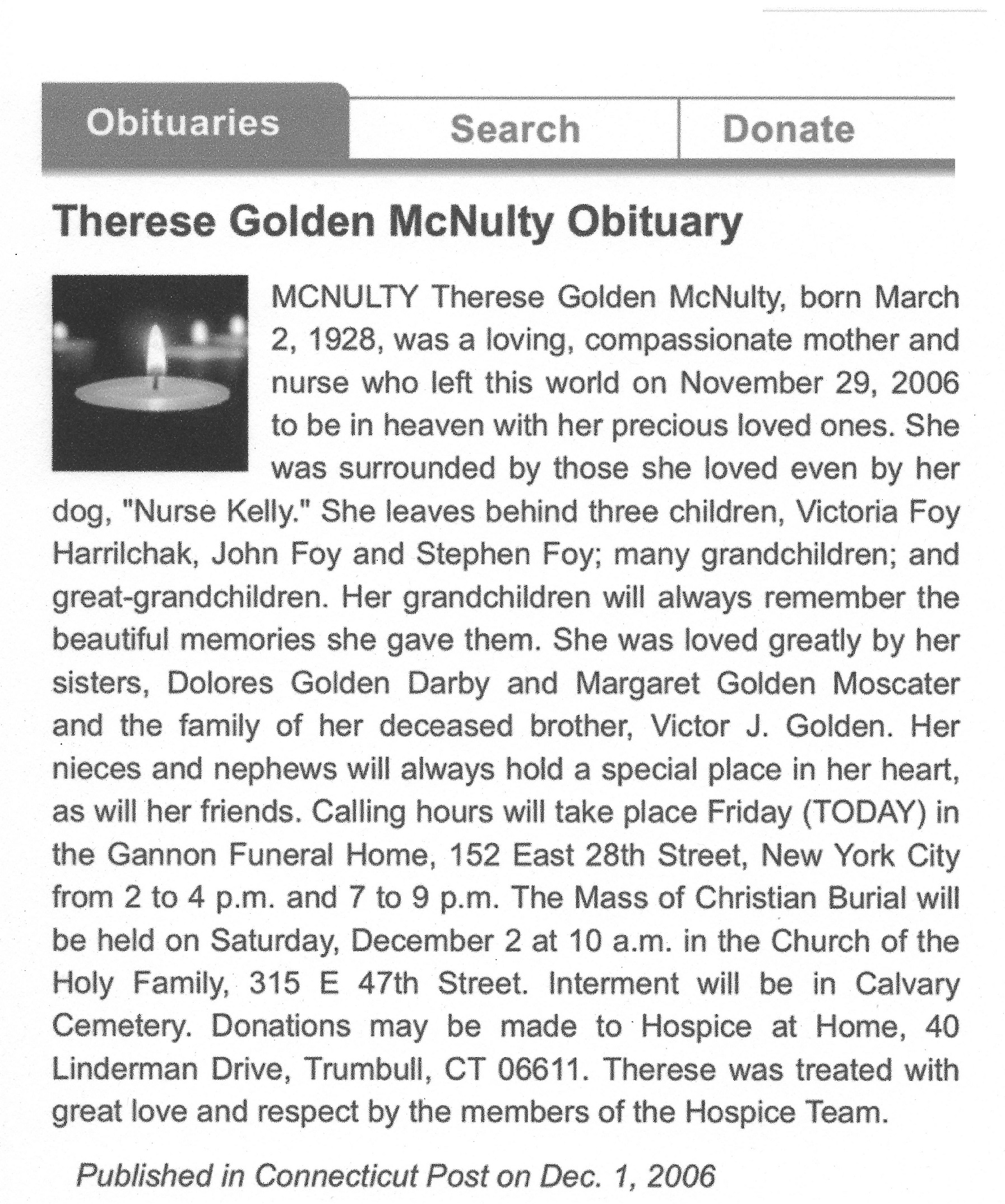 Therese Golden McNulty's Obituary.