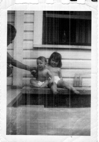 children on porch