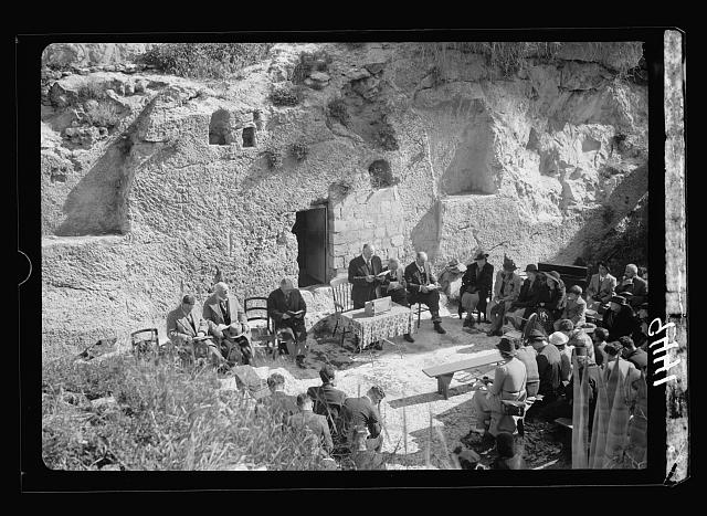 Easter morning at the Garden Tomb, April 9, 1939. Service...