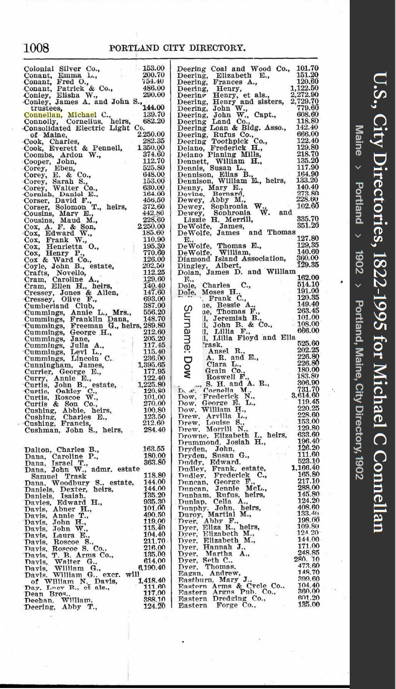 Michael Charles Connellan--U.S., City Directories, 1822-1995(1902)