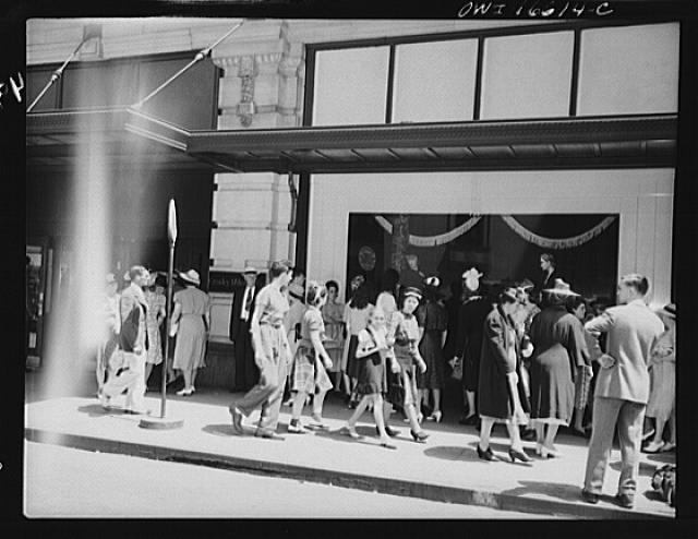 Detroit, Michigan. Crowds in front of the Crowley-Milner...