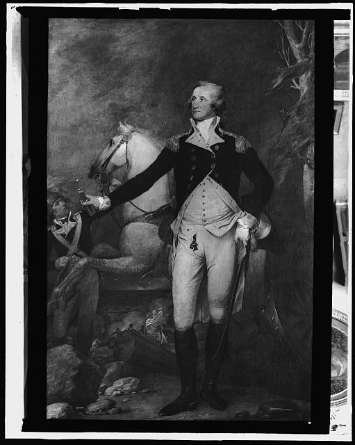 [George Washington, full-length portrait by horse]