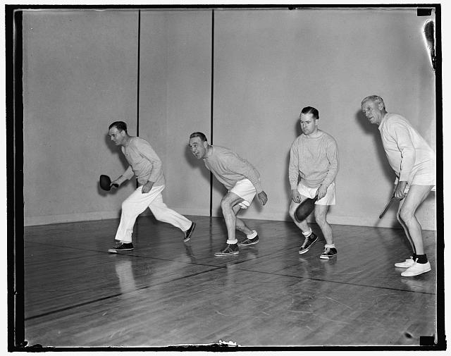Gym in House Office building. Left to right: Pete...