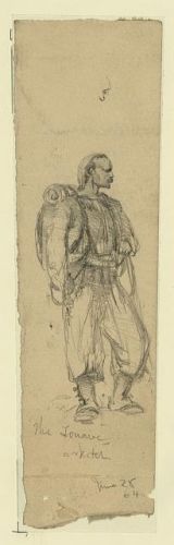 Edwin Forbes drawing of a Zouave soldier, Civil War