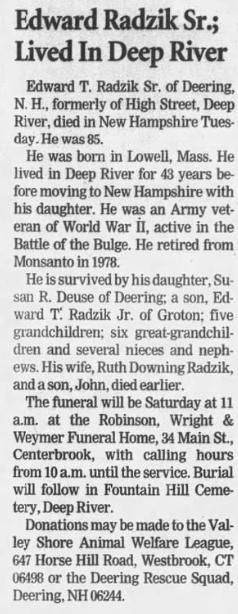 Edward Thomas Radzik Sr. Obituary 