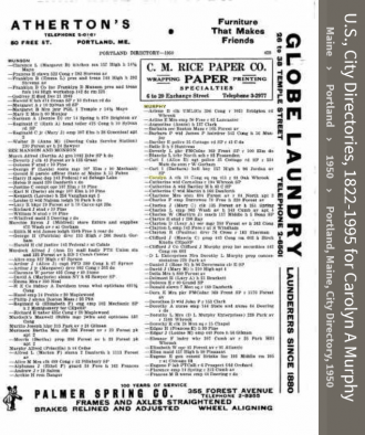 Carolyn Anne Murphy-- U.S., City Directories, 1822-1995(1950)