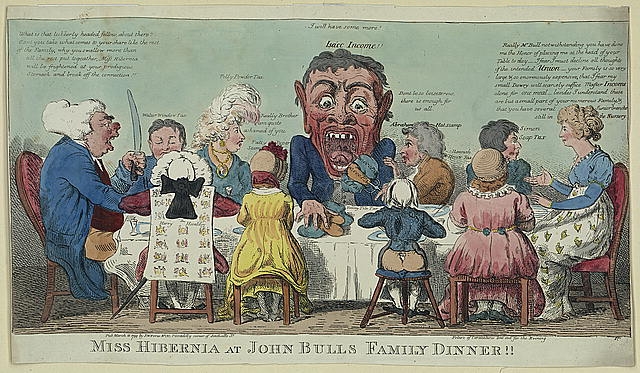 Miss Hibernia at John Bulls family dinner!! / IC.