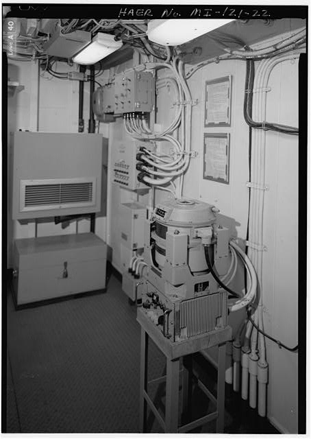 MAIN DECK, GYRO ROOM INTERIOR, GYRO COMPASS IN FOREGROUND...