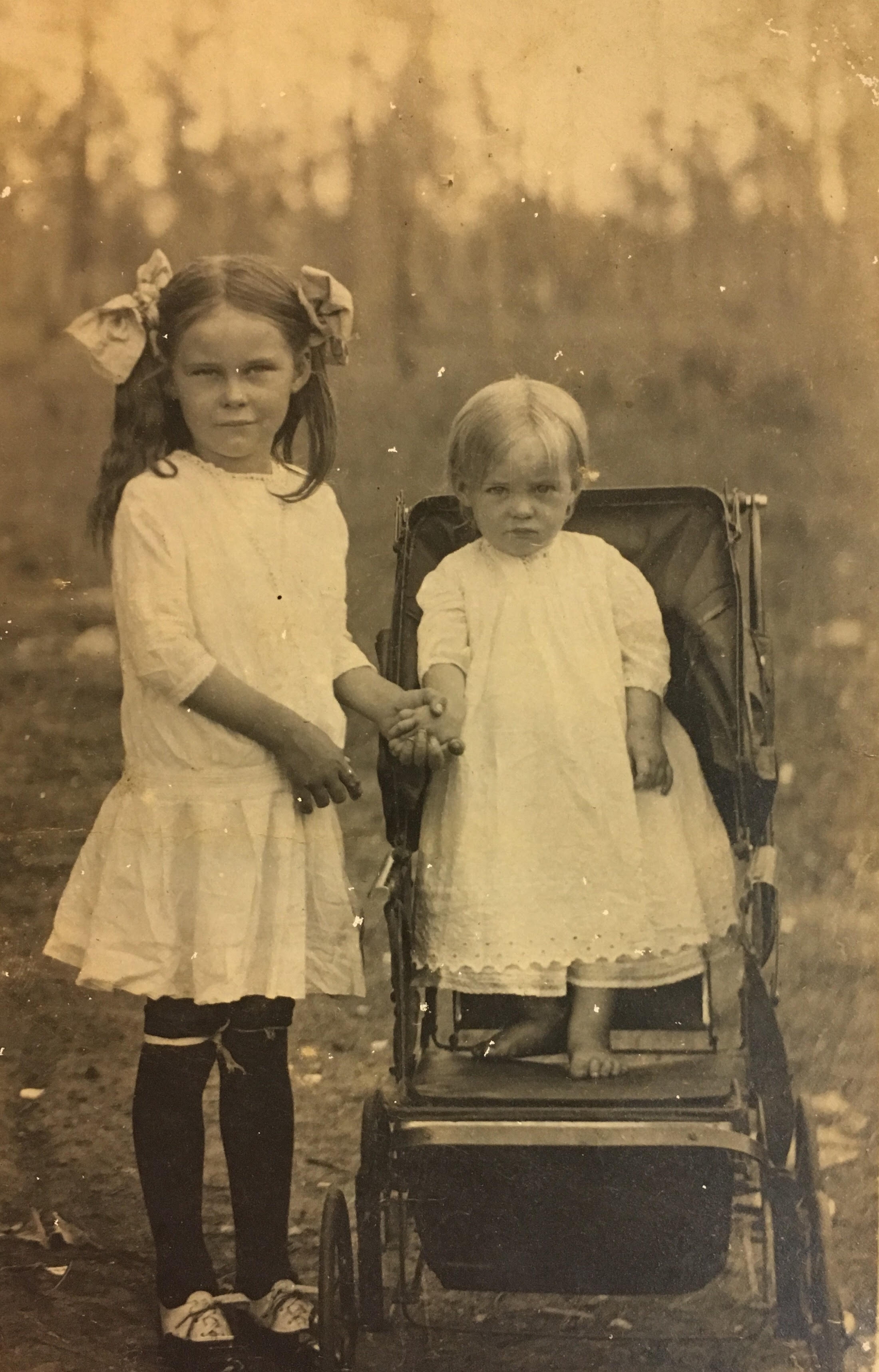 Unknown girl and baby