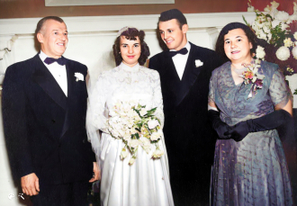 Carol Ann Buenik with husband Bryan.  Her Father and Mother flank the newly wed couple.