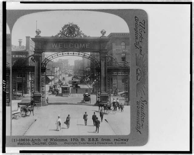 Arch of Welcome, 17th St. E.S.E. from railway station,...