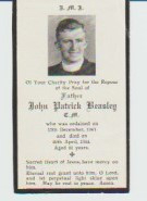 Funeral Card of the late Father John Patrick Beasley