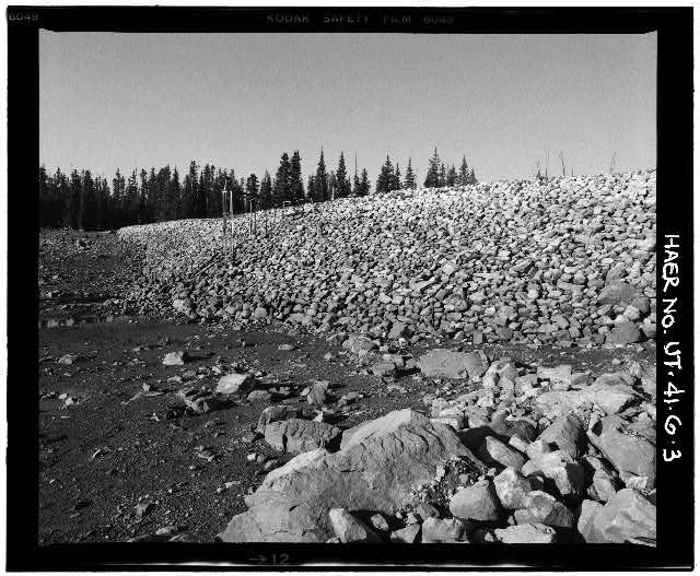 3. VIEW SHOWING UPSTREAM FACE OF DAM, WITH OUTLET GATE,...
