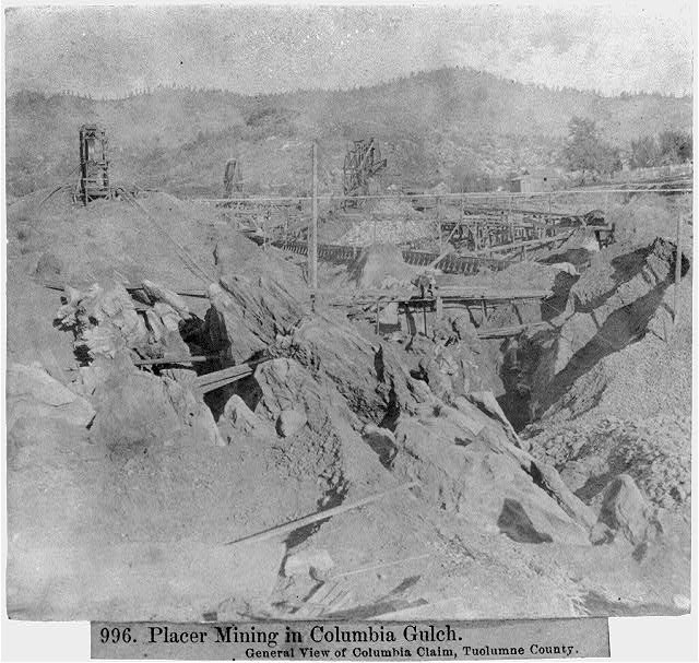 Placer Mining in Columbia Gulch - General view of...