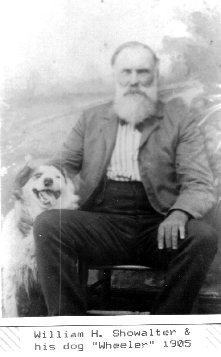 Wm Henry Showalter w/ dog, Wheeler