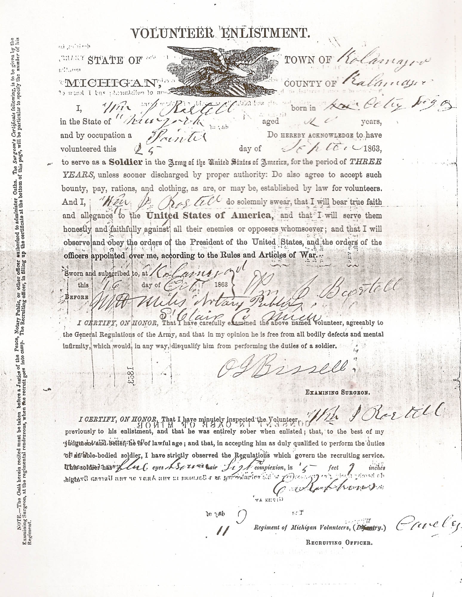 William J. Bartell enlistment papers
